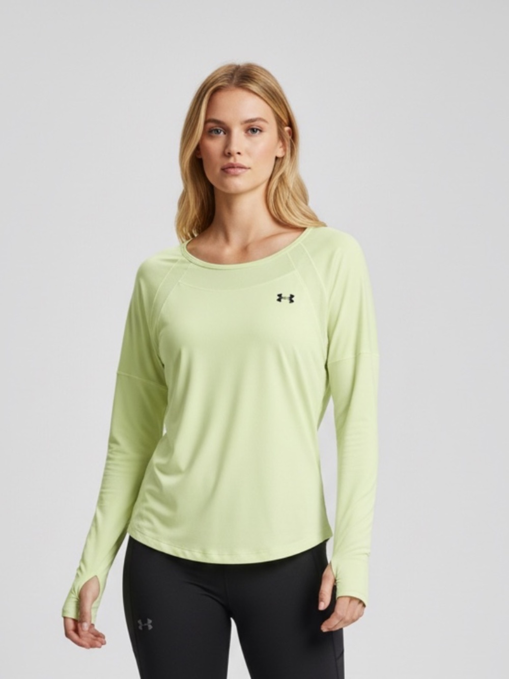 Under Armour HeatGear Yellow Mesh Activewear Long Sleeve Top - Size S (Fits M/L)